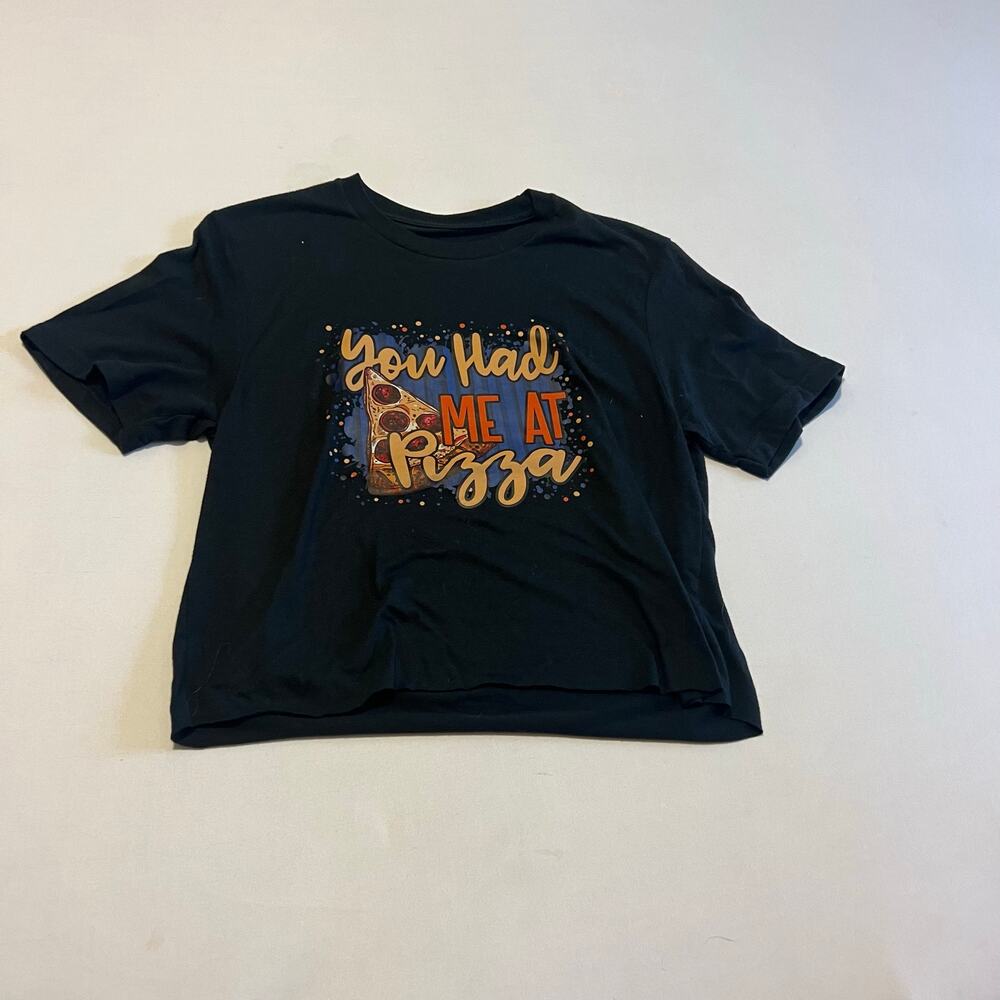 Barbells and Pizza Cropped Pizza Shirt M